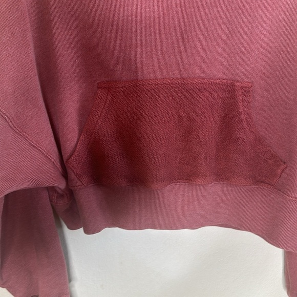 Free People Hooded Sweatshirt Long Sleeves Maroon Womens Size Small Cropped - Picture 3 of 10